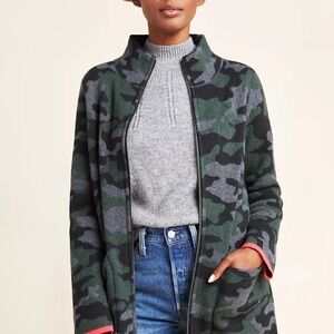 Anthropologie Camo Wool Sweater Coat